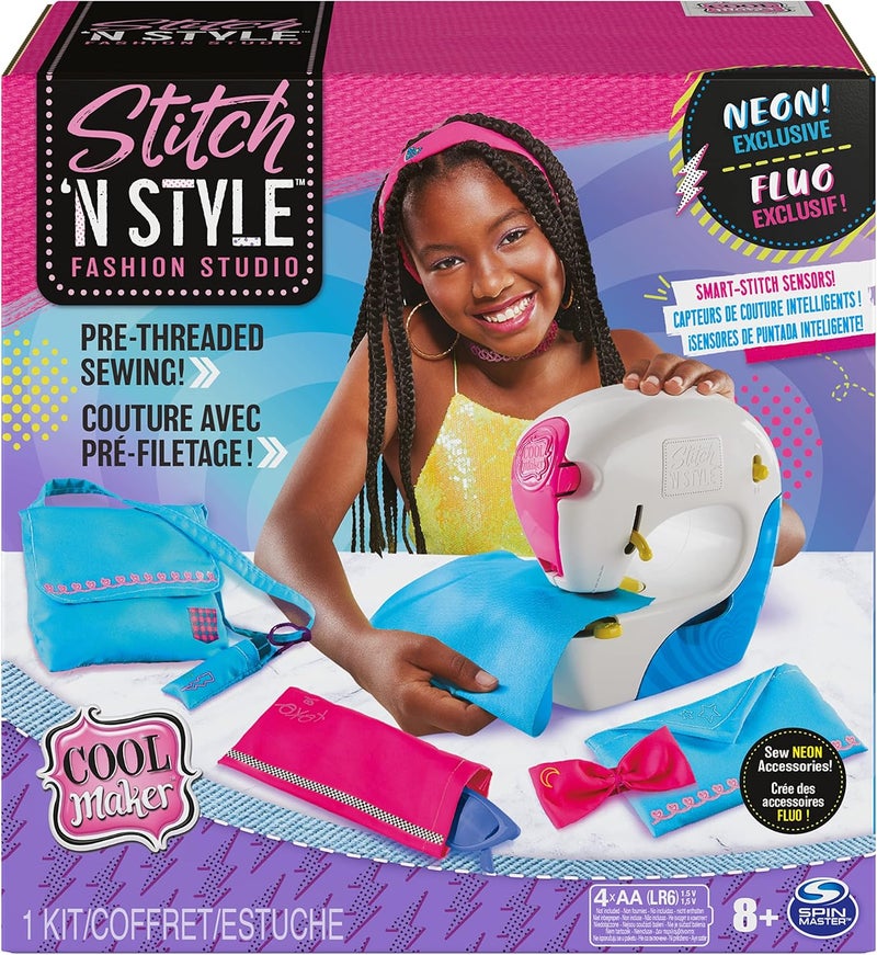 Cool maker , Exclusive Neon Stitch ‘N Style Fashion Studio, Sews 8 Stylish Projects, Pre-Threaded Sewing Machine Toy, Arts & Crafts Kids Toys for Girls - Image 1